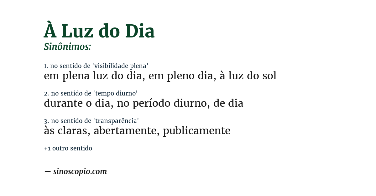 Sinônimo de à luz do dia