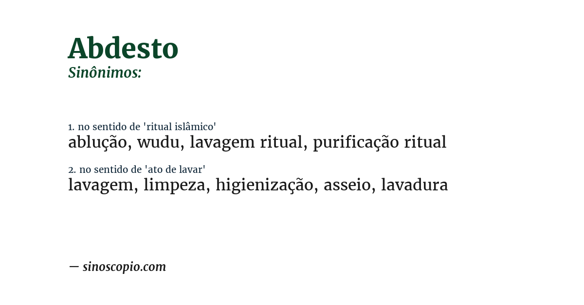 Sinônimo de abdesto
