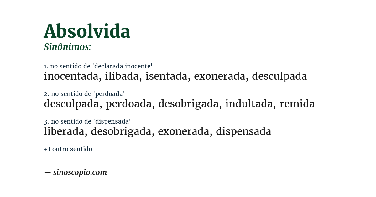 Sinônimo de absolvida