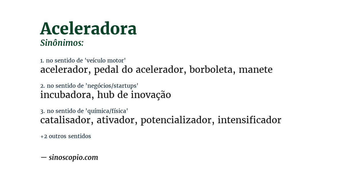 Sinônimo de aceleradora