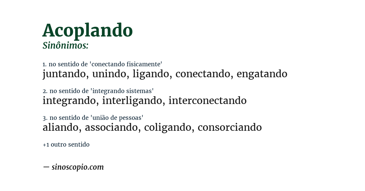 Sinônimo de acoplando