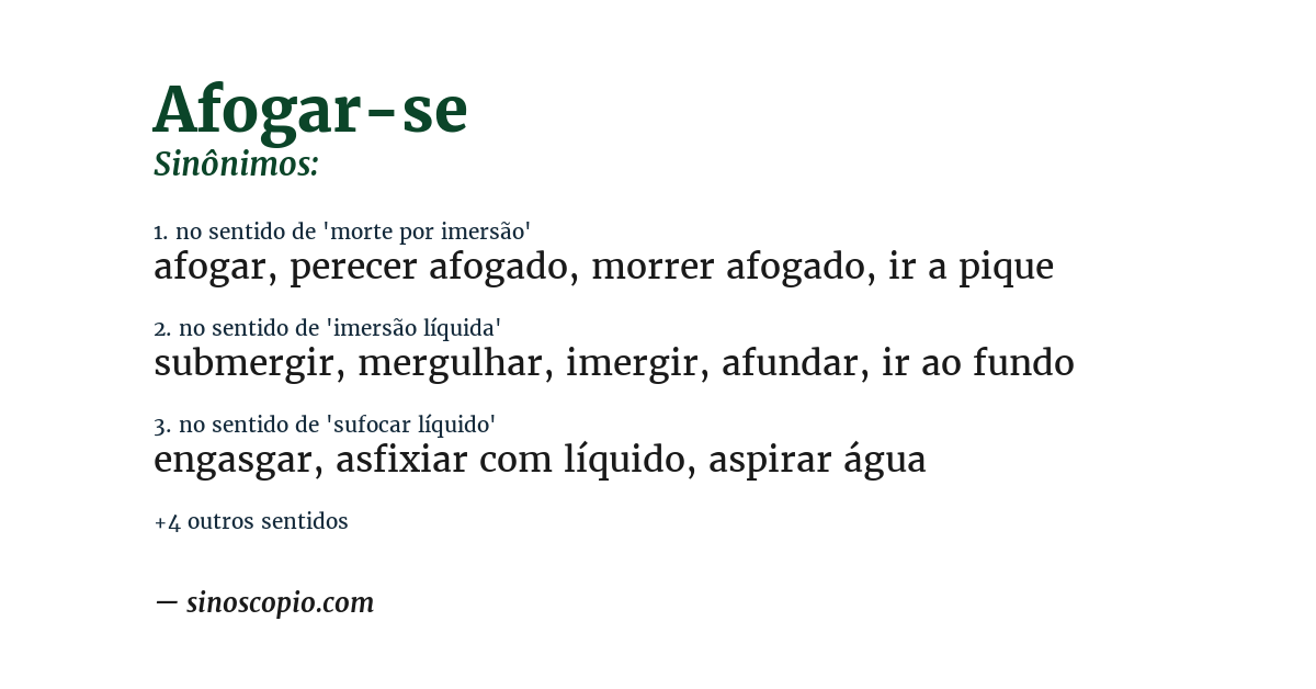 Sinônimo de afogar-se