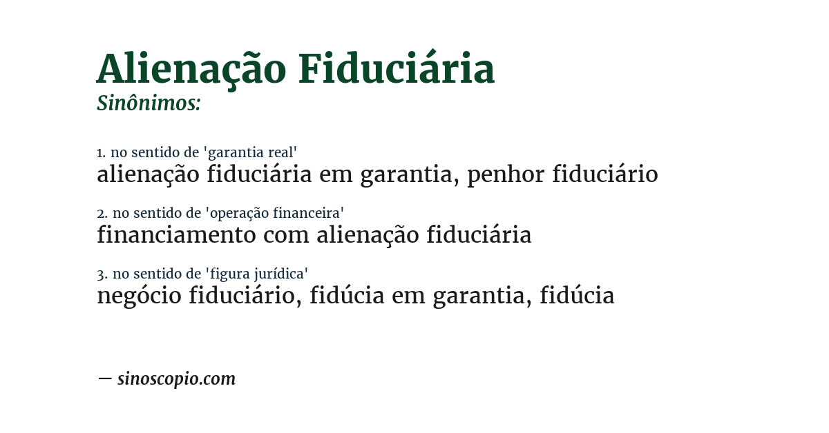 Sinônimo de alienação fiduciária