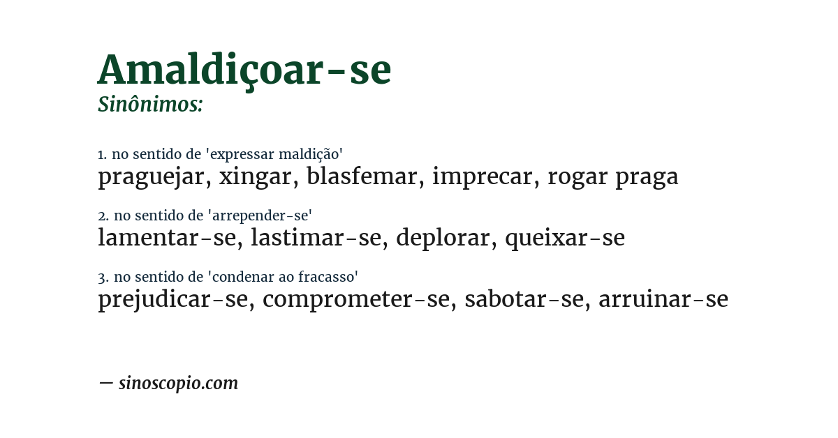 Sinônimo de amaldiçoar-se