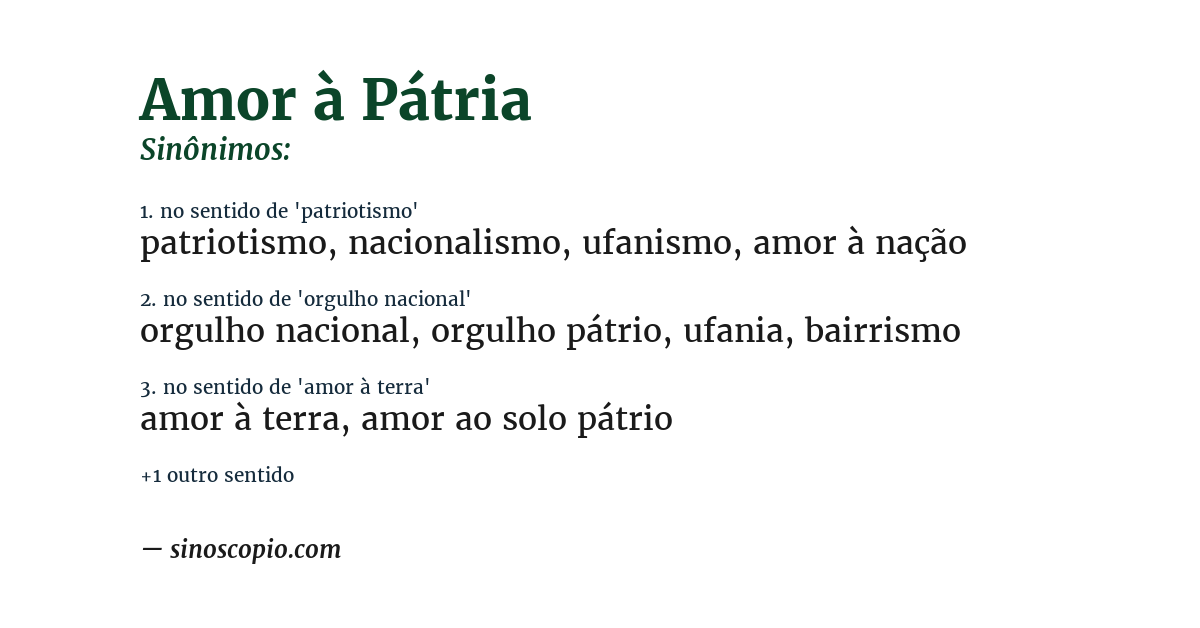Sinônimo de amor à pátria
