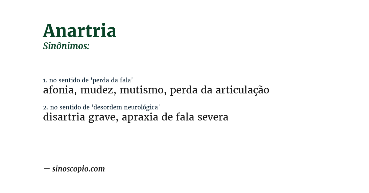Sinônimo de anartria