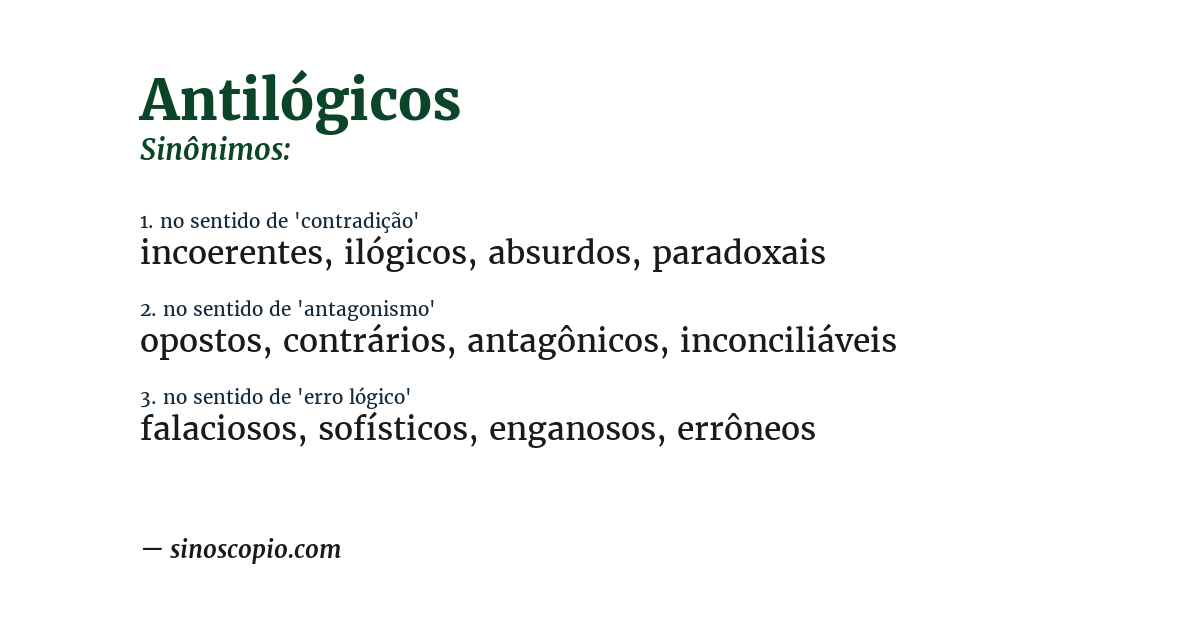 Sinônimo de antilógicos