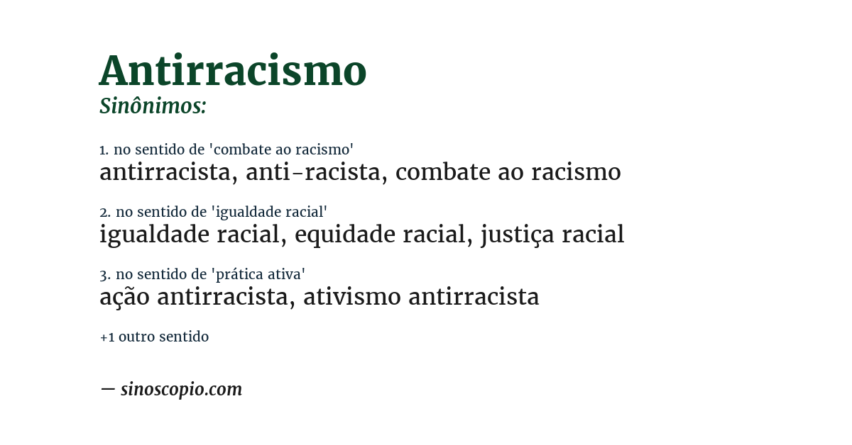 Sinônimo de antirracismo