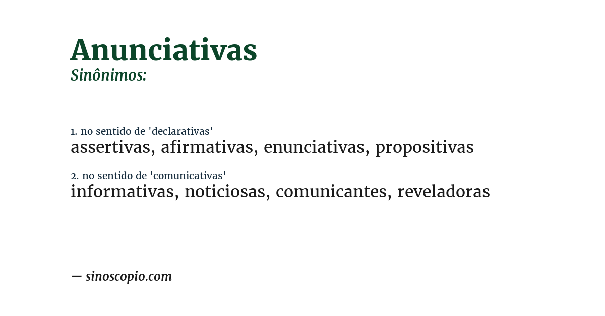 Sinônimo de anunciativas