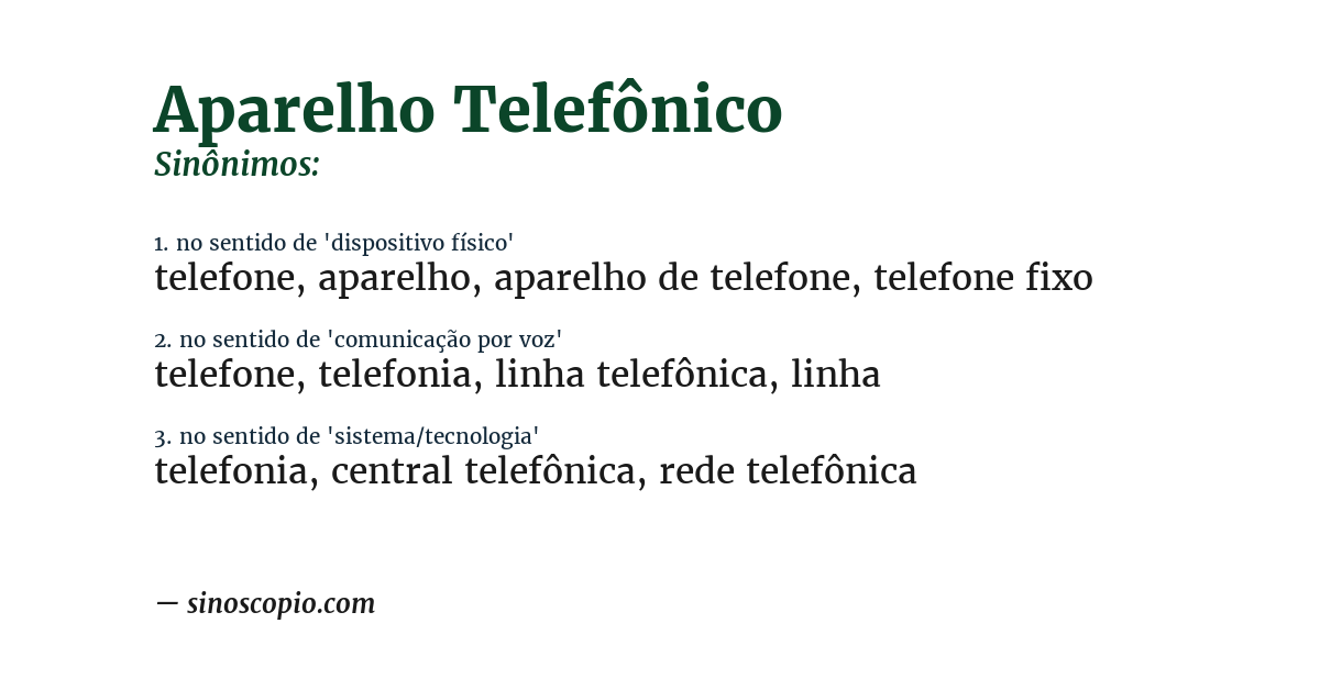 Sinônimo de aparelho telefônico
