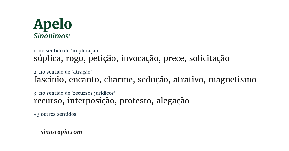 Sinônimo de apelo