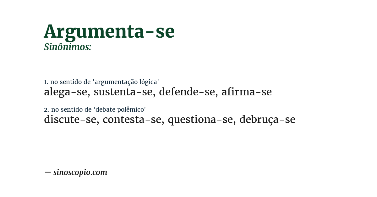 Sinônimo de argumenta-se