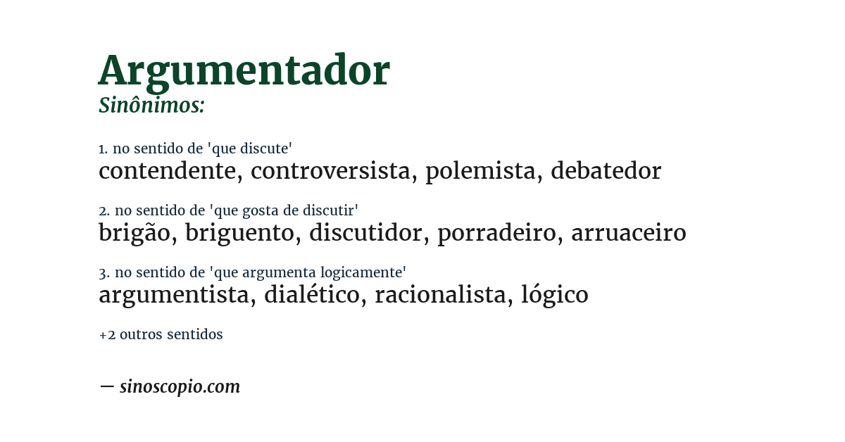 Sinônimo de argumentador