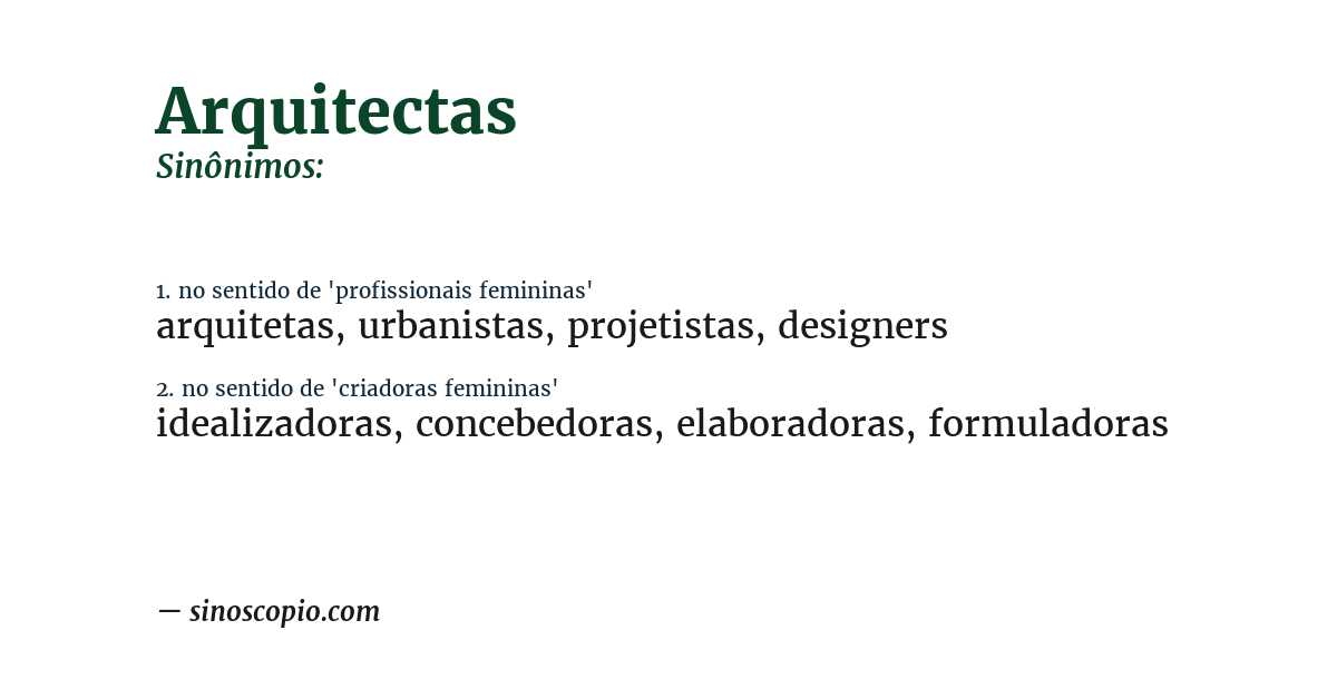 Sinônimo de arquitectas