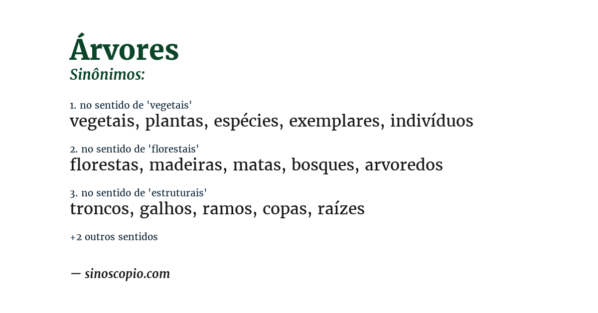 Sinônimo de árvores