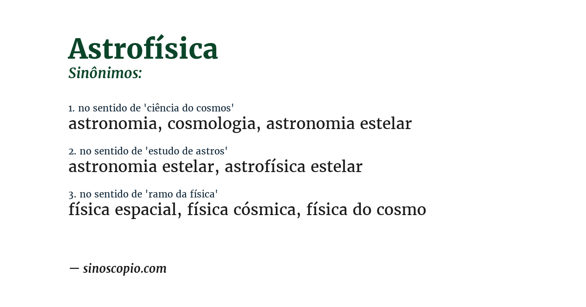Sinônimo de astrofísica