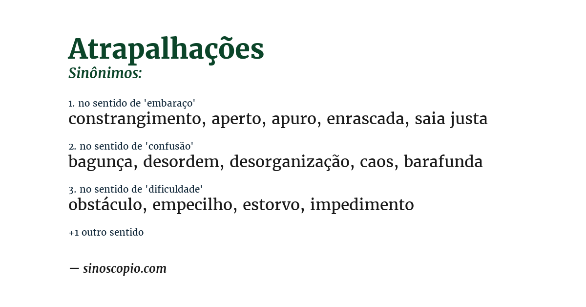 Sinônimo de atrapalhações
