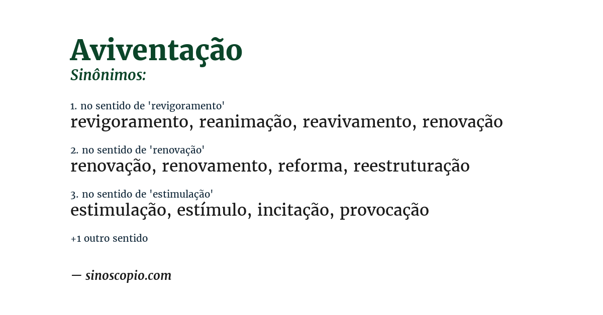 Sinônimo de aviventação