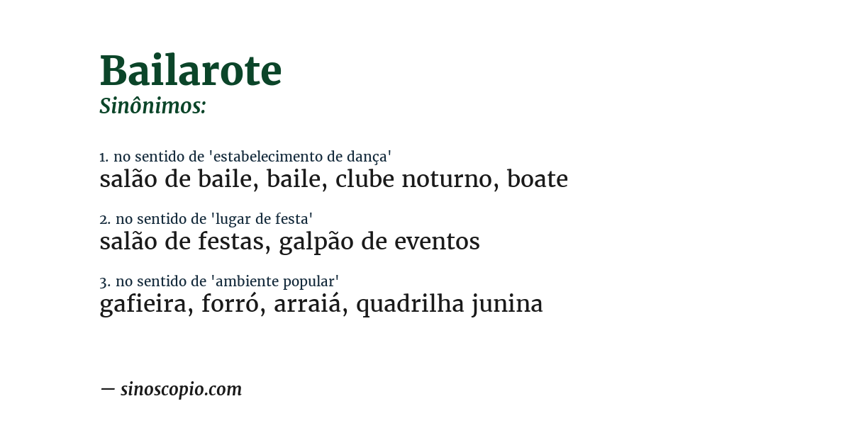 Sinônimo de bailarote