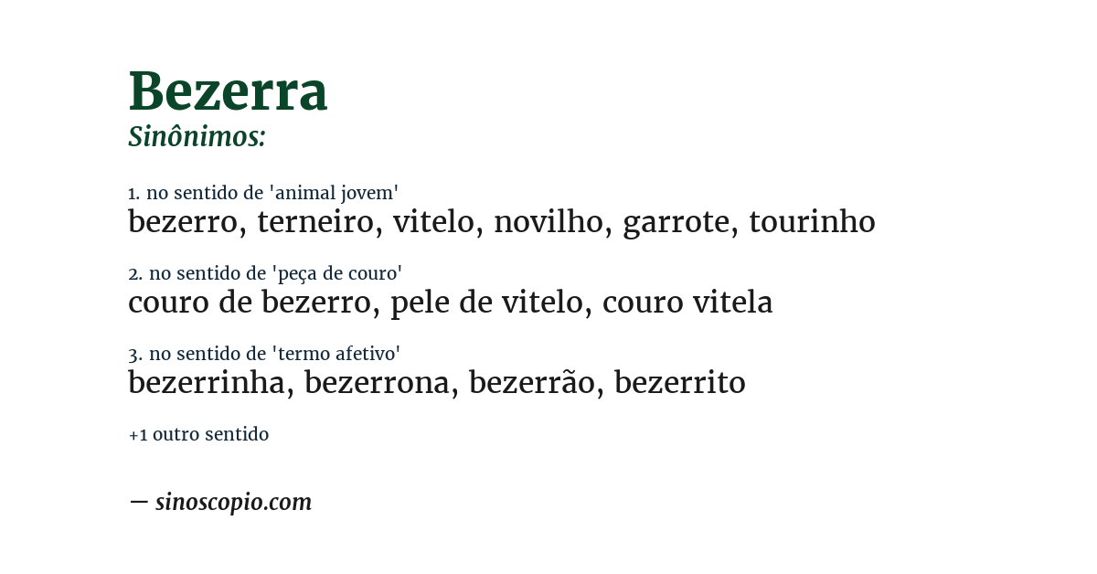 Sinônimo de bezerra