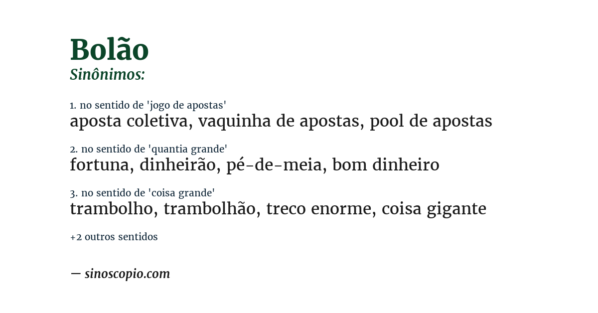 Sinônimo de bolão