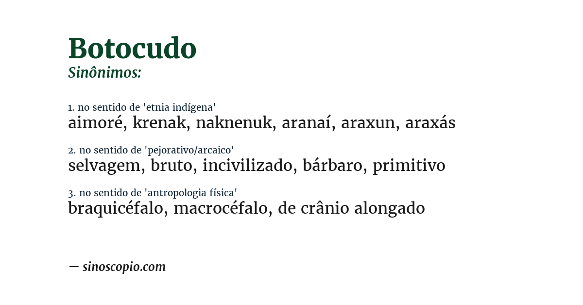 Sinônimo de botocudo