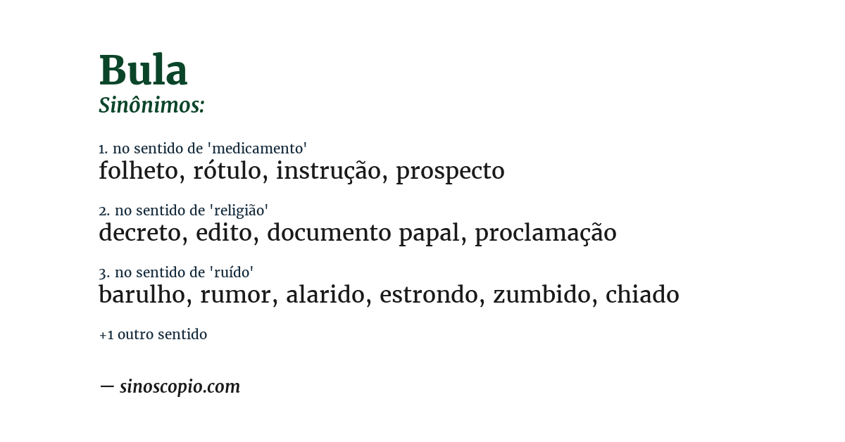 Sinônimo de bula