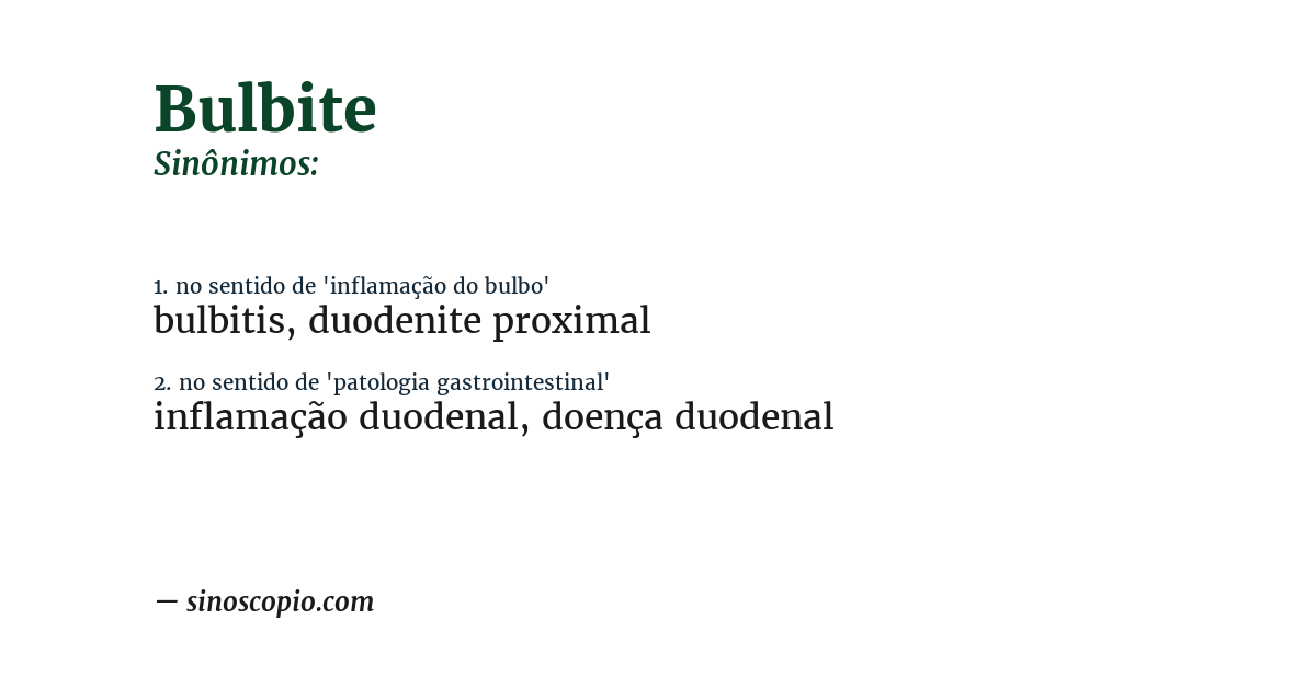 Sinônimo de bulbite