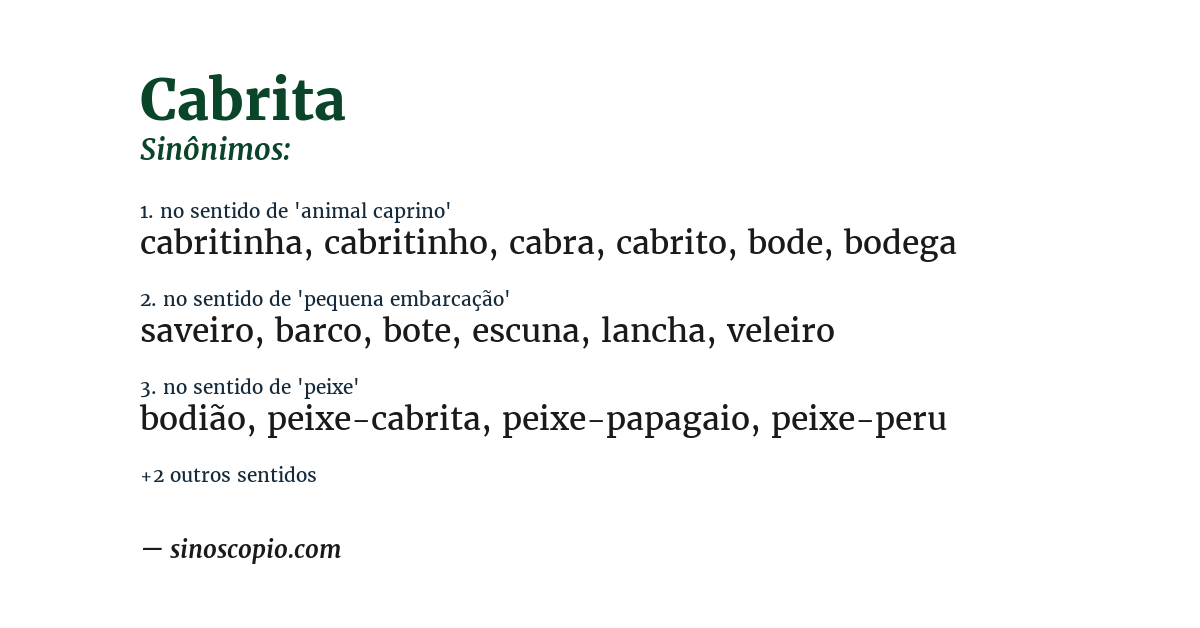 Sinônimo de cabrita
