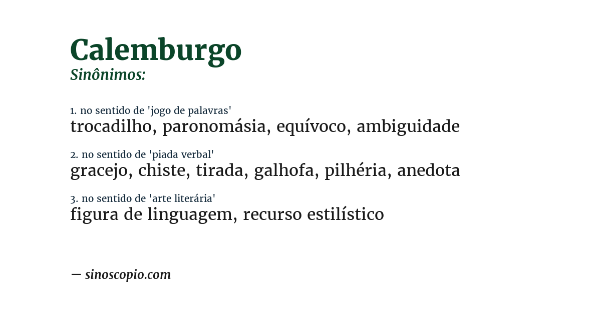 Sinônimo de calemburgo