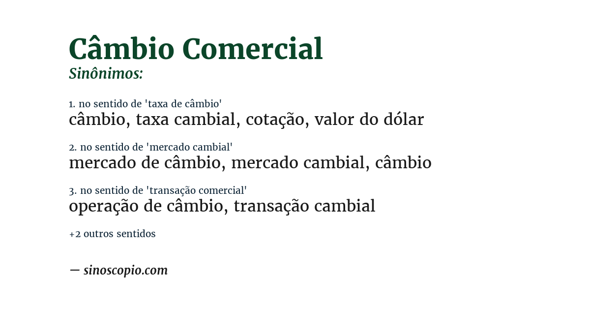 Sinônimo de câmbio comercial