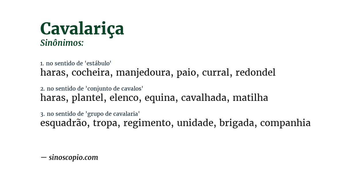 Sinônimo de cavalariça