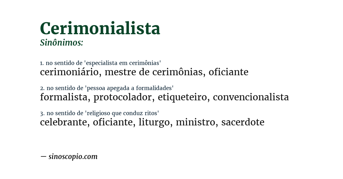 Sinônimo de cerimonialista