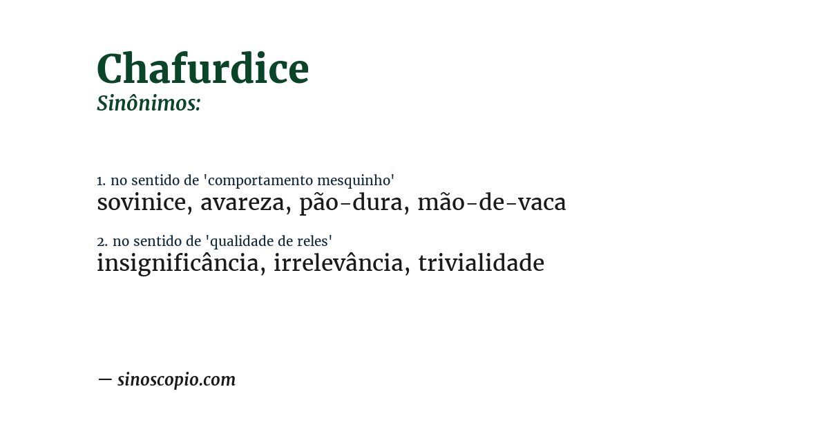 Sinônimo de chafurdice