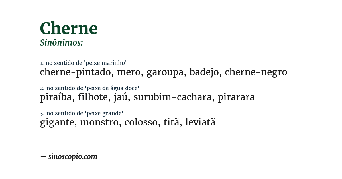 Sinônimo de cherne