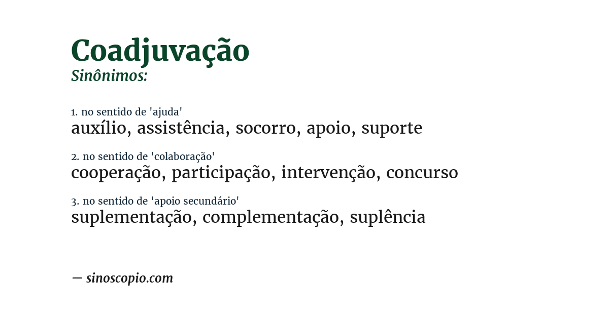 Sinônimo de coadjuvação