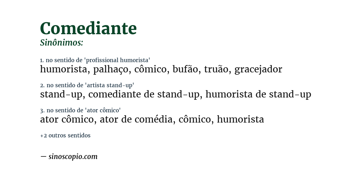 Sinônimo de comediante