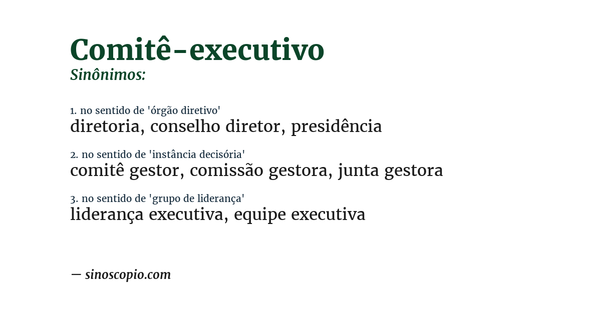 Sinônimo de comitê-executivo