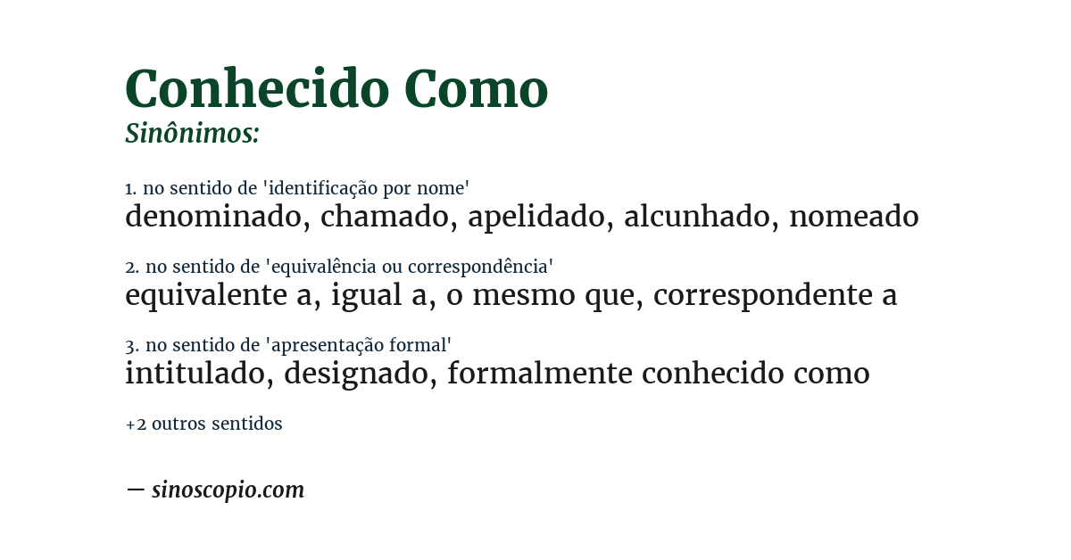 Sinônimo de conhecido como