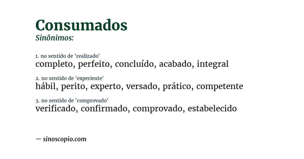 Sinônimo de consumados