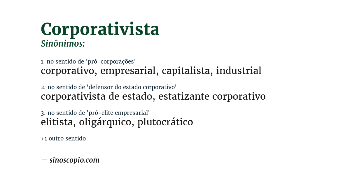 Sinônimo de corporativista