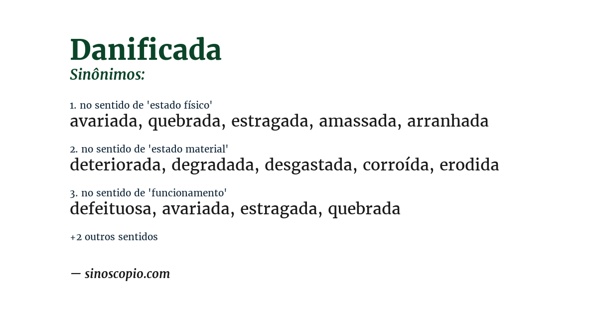 Sinônimo de danificada