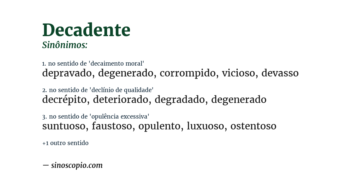 Sinônimo de decadente