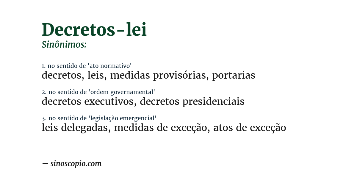 Sinônimo de decretos-lei