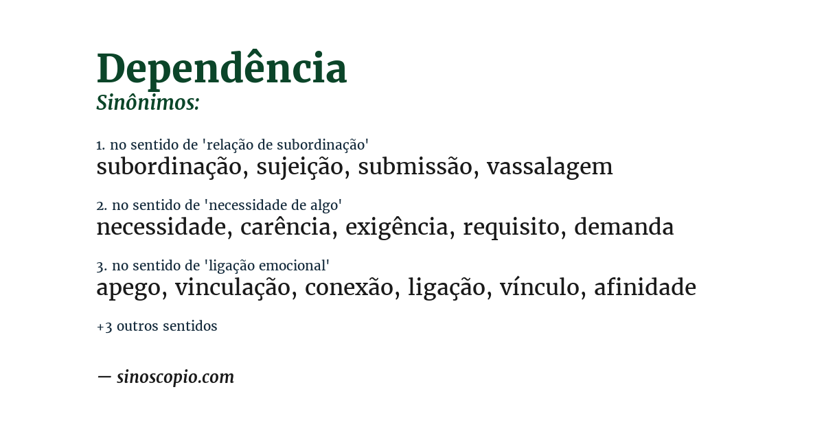 Sinônimo de dependência