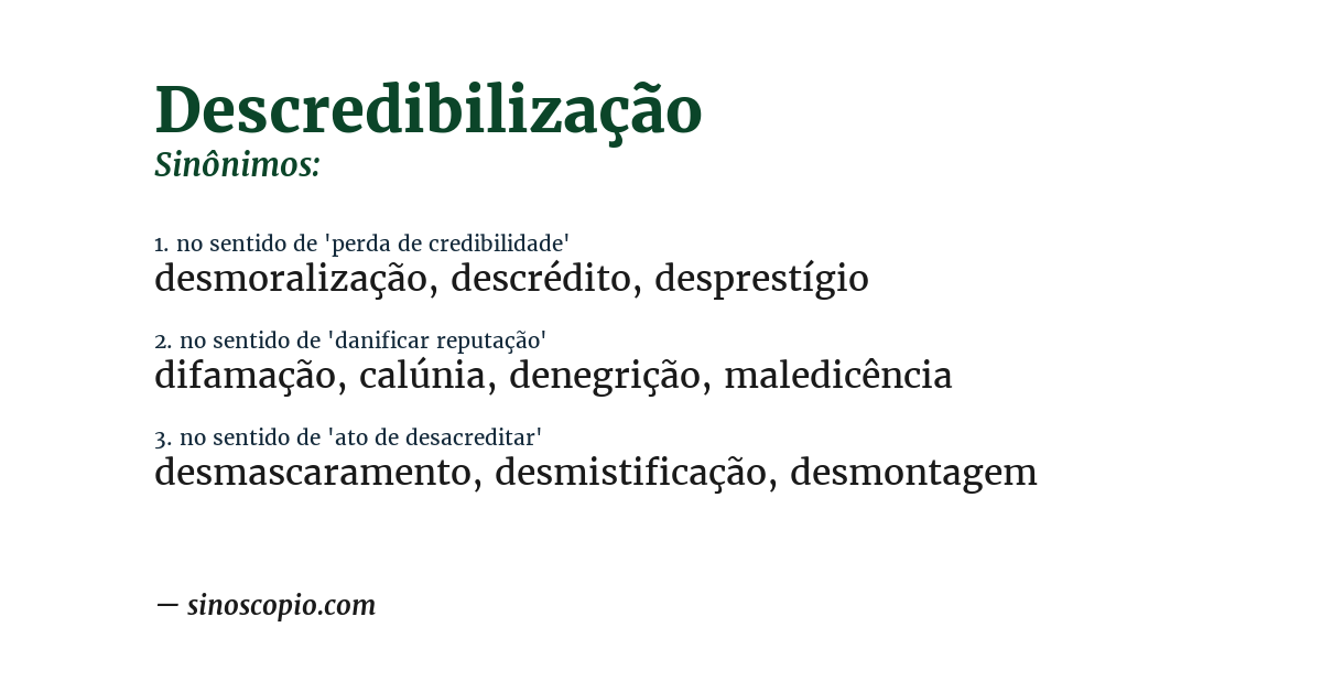 Sinônimo de descredibilização