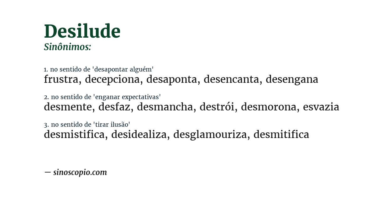 Sinônimo de desilude