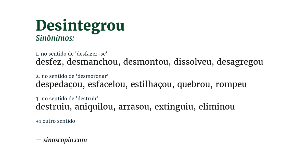 Sinônimo de desintegrou