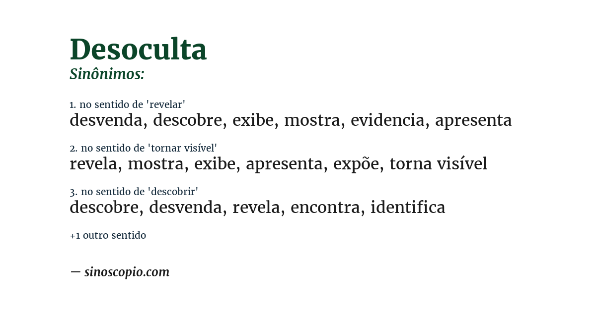 Sinônimo de desoculta