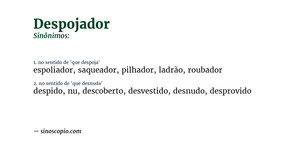 Sinônimo de despojador